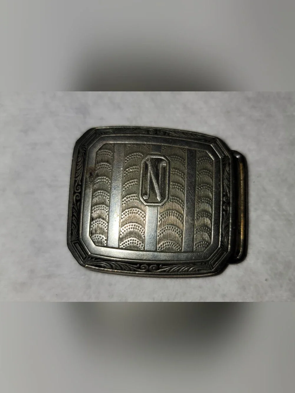 Vintage Silver Plated Monogrammed 'N' Belt Buckle